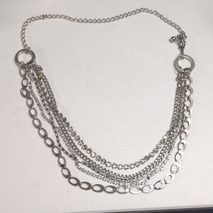 Elegant Silver Chain Belt Chunky Casual Silver Tone